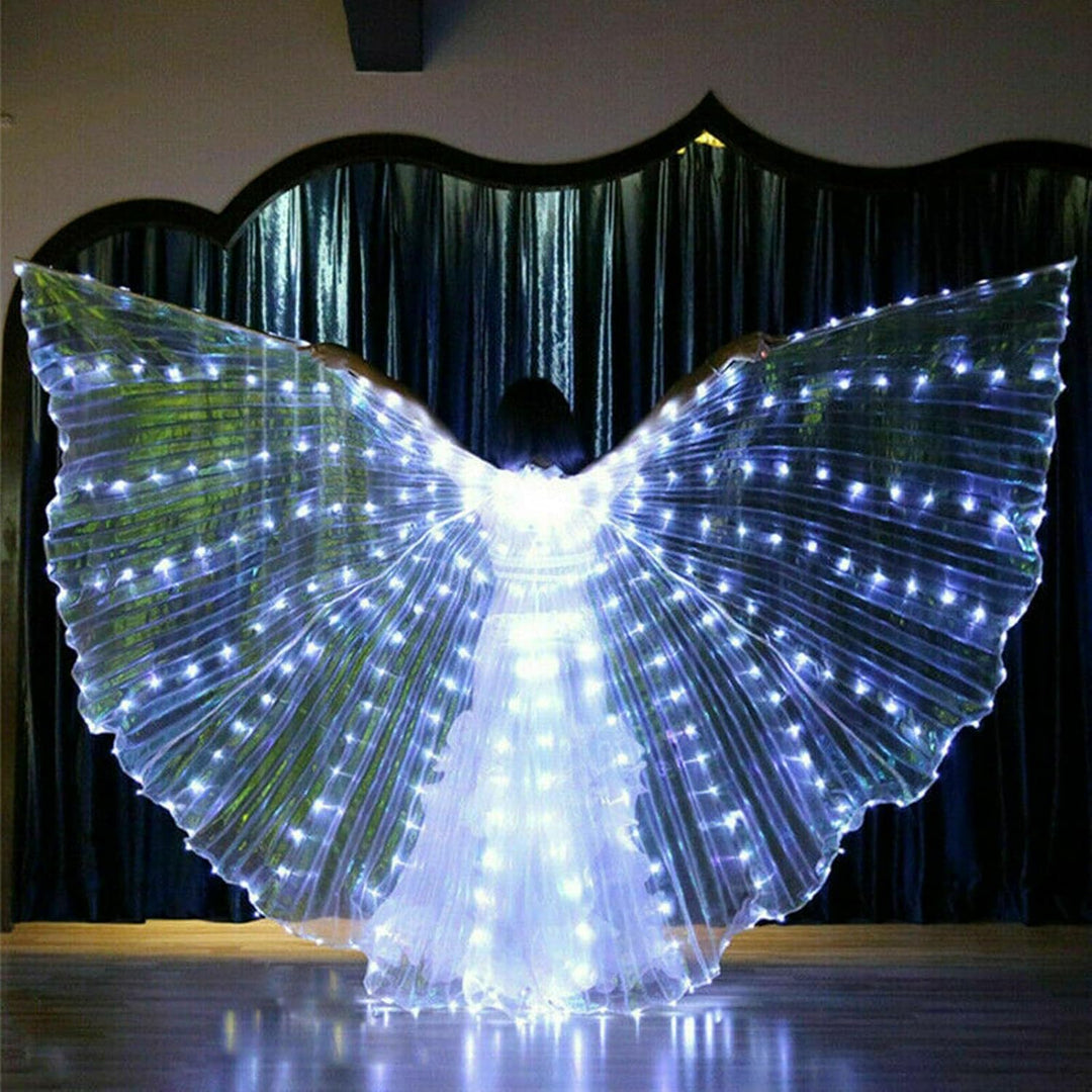 LED Lichter Bauchtanz Isis Flügel, Leuchtende Flügel LED Flügel Bauchtanzflügel mit Teleskopstab, Le