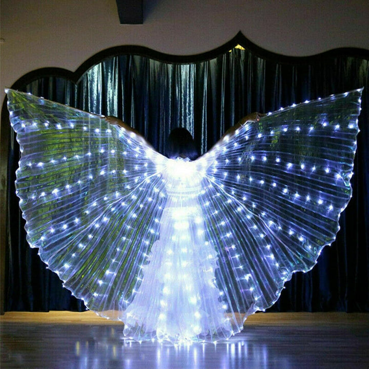 LED Lichter Bauchtanz Isis Flügel, Leuchtende Flügel LED Flügel Bauchtanzflügel mit Teleskopstab, Le