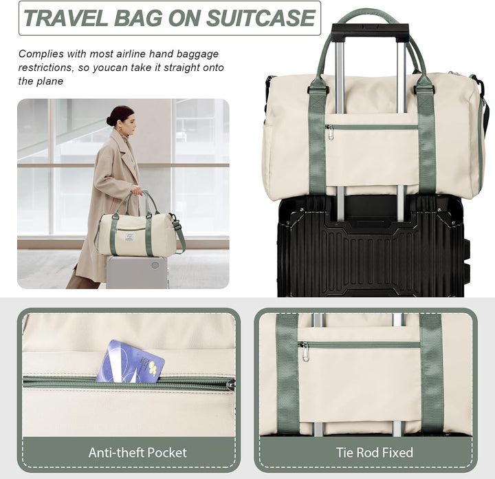 Sport Duffel Bag Damen,Sporttasche mit Nassfach&Schuhfach Reise Duffel Bags Übernachtungstasche Leic