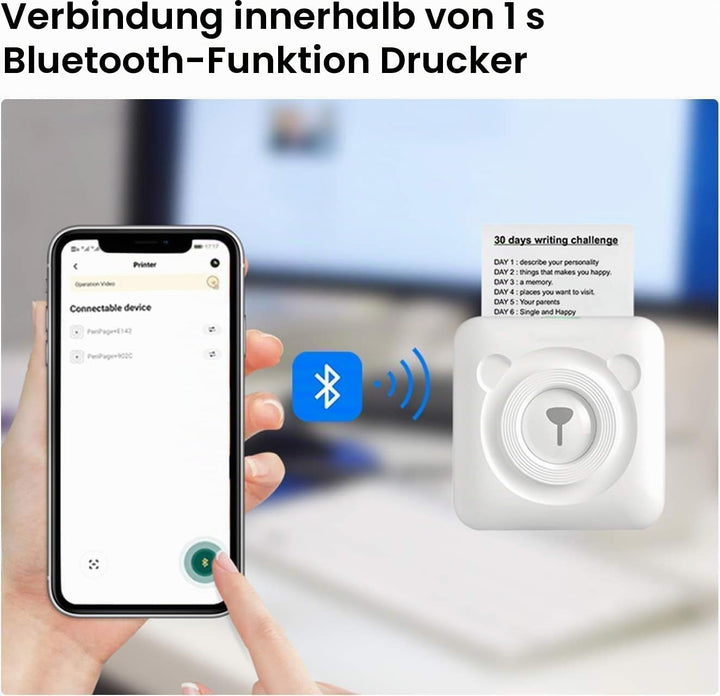 Etikettendrucker, Monochrom, Mini Drucker für Smartphone,PeriPage Sticker Drucker Klein Mini Fotodru