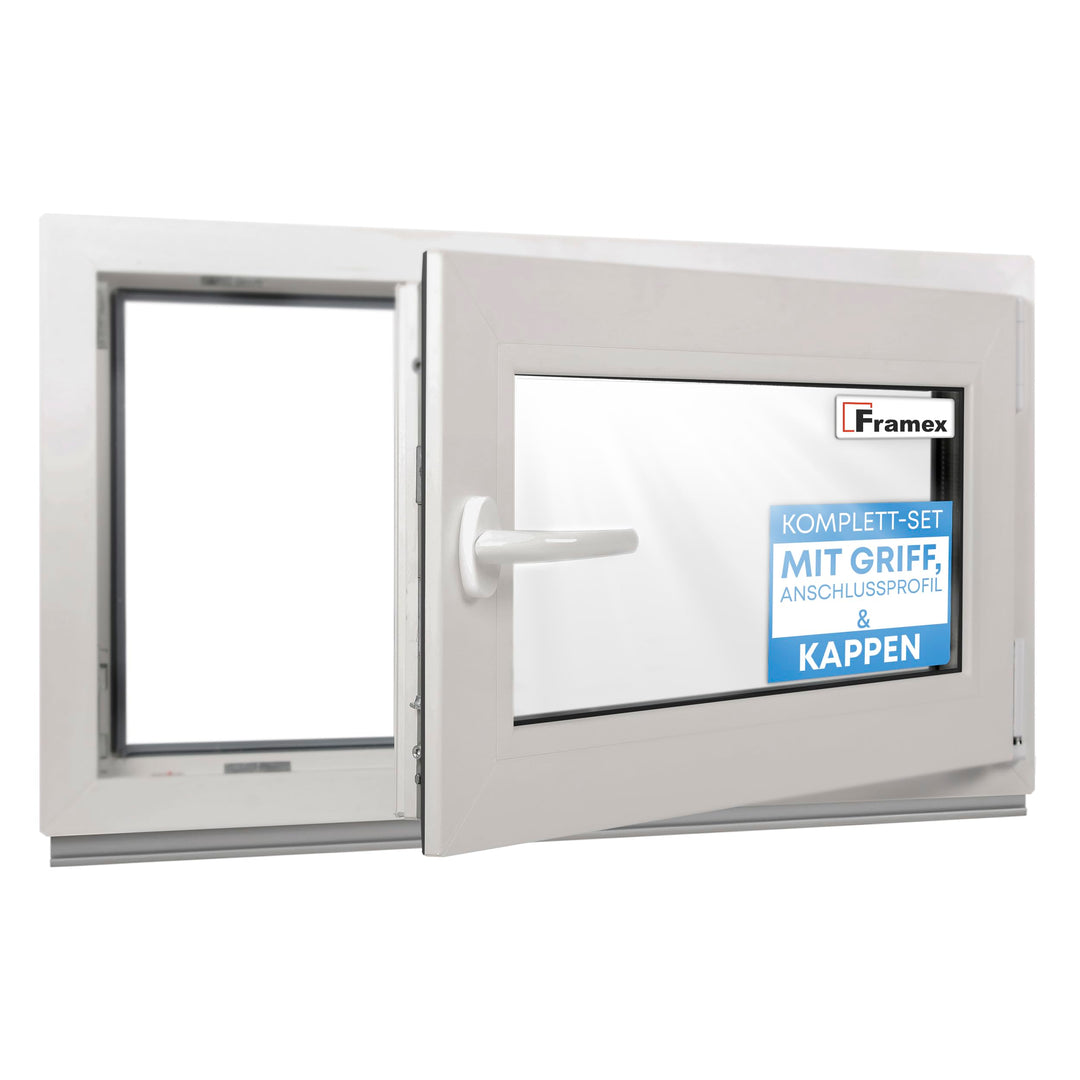 Kellerfenster Fenster Kunststofffenster Weiss Breite x Höhe 115 x 60 cm (1150 x 600 mm) 2-fach (32 m