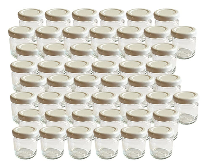 Vitrea 25x Marmeladengläser kleine 50 ml Gläschen mit Schraub-Deckel Weiss - Mini Einmachgläser - Ho