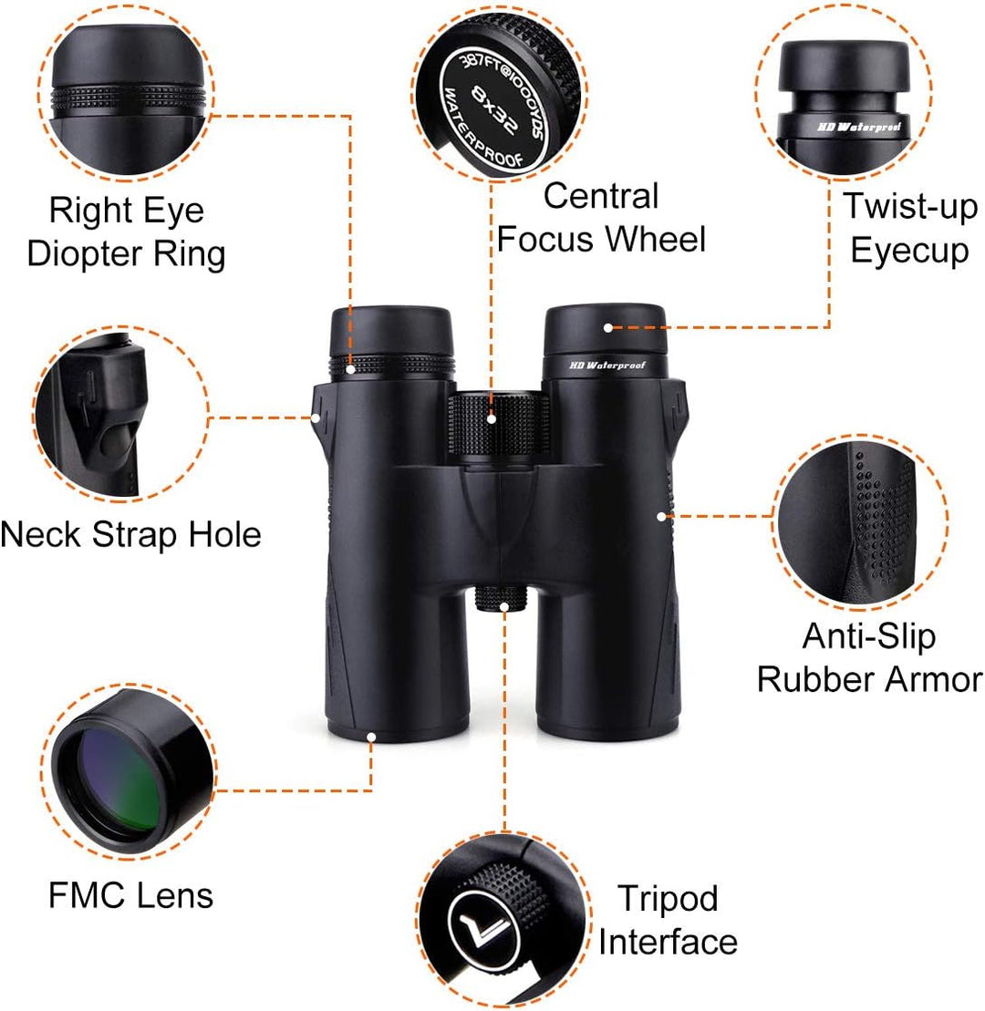 Svbony SV47 Fernglas 8x42, HD Bak-4 Prisma FMC Optik, Wasserdichtes Fernglas Binoculars Erwachsene f