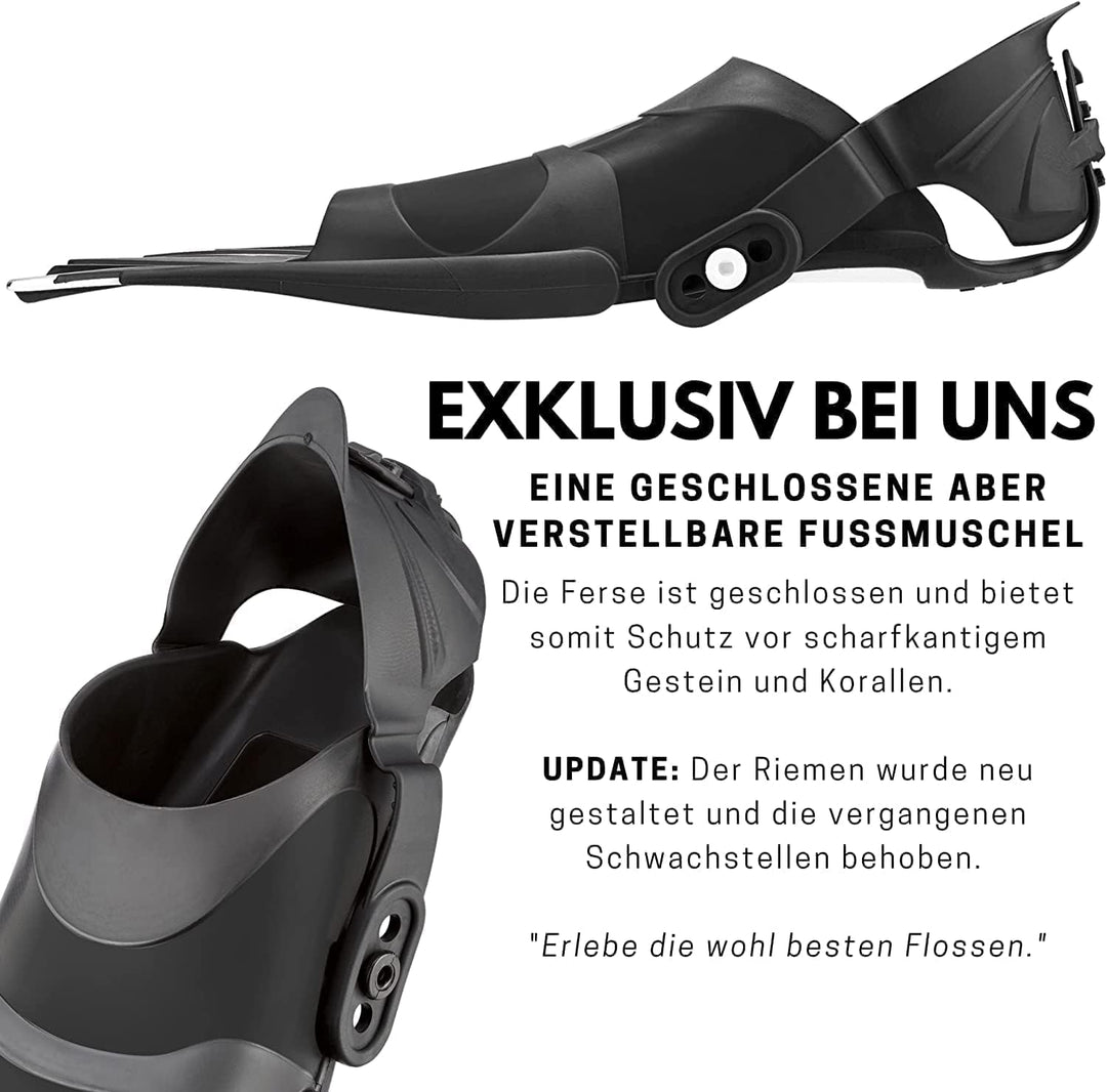 Khroom verstellbare Schnorchelflossen kurz mit Tasche zum umhängen Gr.36-47 Kurzflossen zum Schwimme