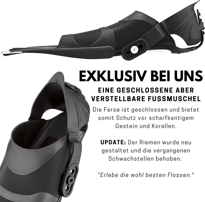 Khroom verstellbare Schnorchelflossen kurz mit Tasche zum umhängen Gr.36-47 Kurzflossen zum Schwimme