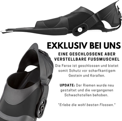 Khroom Kurze Flossen Erwachsene zum Schnorcheln Gr. 36-47 | Verstellbare Kurzflossen Schnorchelfloss