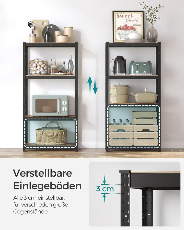 SONGMICS Standregal, Bücherregal, Lagerregal, 4 Ablagen, verstellbar, 40 x 80 x 160 cm, bis 520 kg b