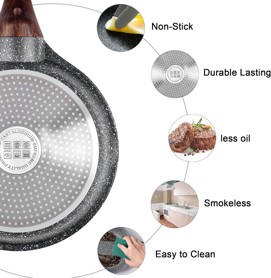 RIOVARM 24cm Induktion Bratpfanne, Antihaft Pfanne, Granit Beschichtung Omelettpfanne, Eierpfannen o