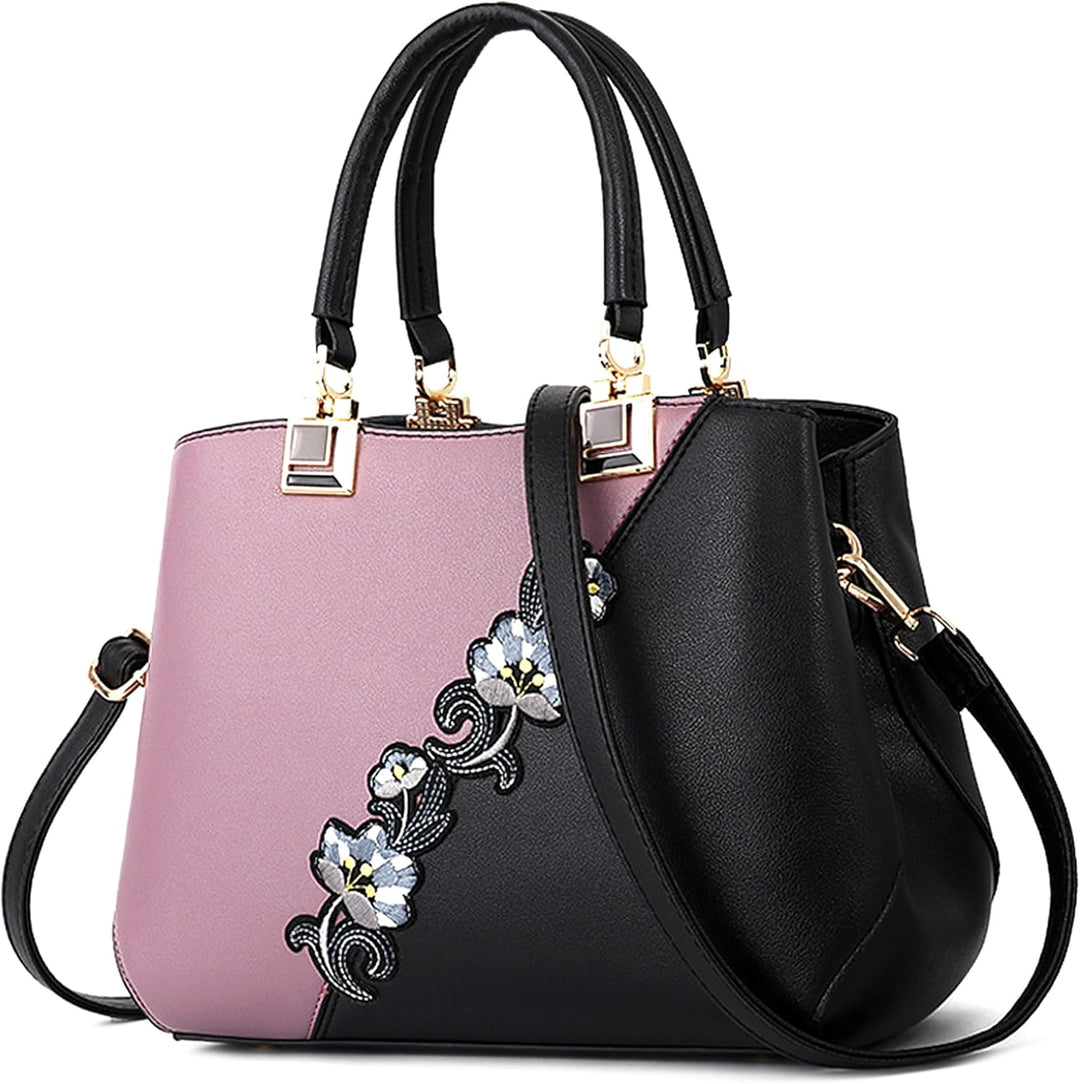 DIRRONA Damen Handtasche Mode Blumenmuster Schulterbeutel Grosse Kapazität Umhängetasche Casual Reis