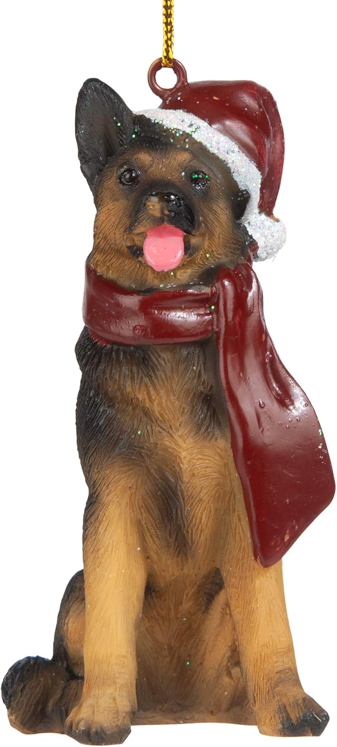 Design Toscano Deutscher Schäferhund Festlicher Hund Weihnachtsbaumornament Weihnachtsdeko, Polyresi