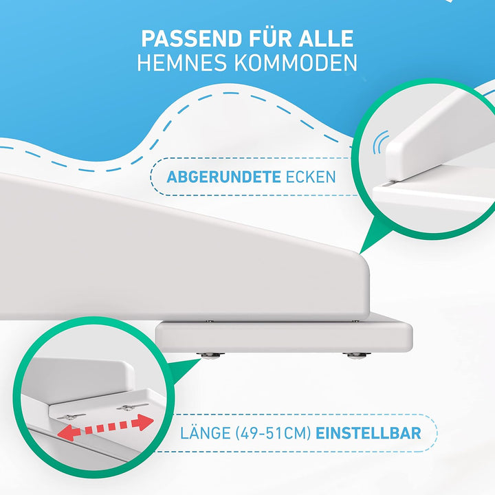 Wickelaufsatz Hemnes HappyBaby weiss [85x75x13cm] für IKEA Hemnes Kommode - INKL. 2-Stufen-Sicherhei