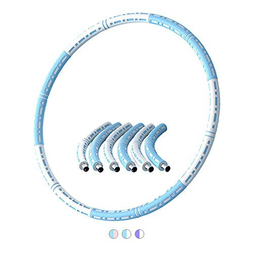 Gymnastikreifen Fitness Hoop 90cm Gewicht einstellbar 1-8kg Edelstahl Schaumstoff Blau-Weiss, Blau-W
