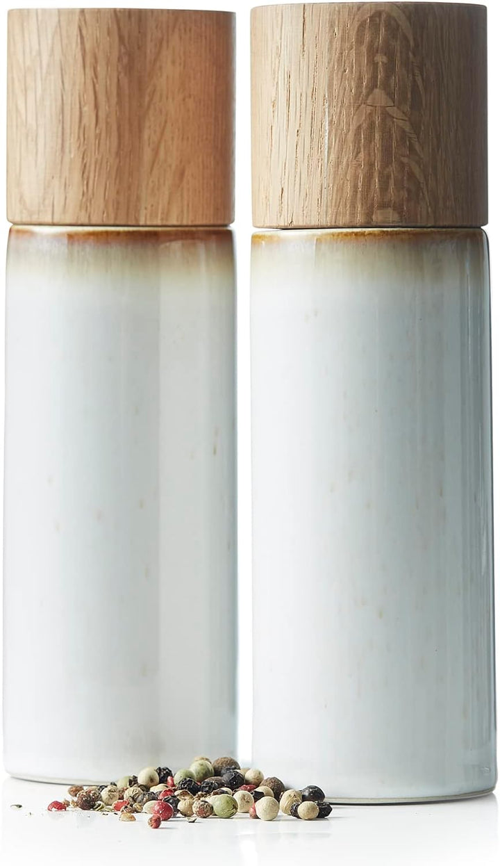 BITZ Salz- und Pfeffermühle, 2 Gewürzmühlen aus Steingut (Salzmühle + Pfeffermühle), 2er-Set, 16,7 c