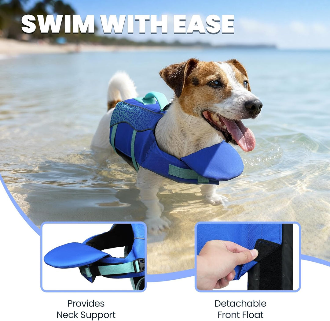 VIVAGLORY Front Float Schwimmweste Hund, Hundeschwimmweste für Bootfahren, Schwimmweste with Kopfstü