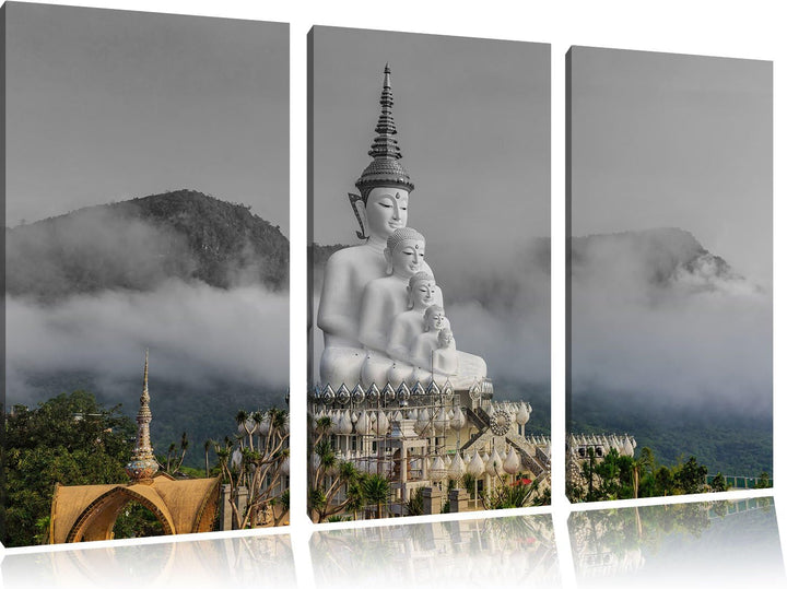 Pixxprint Buddha-Skulptur in Thailand als Leinwandbild/Grösse: 3 Teilig (120x80 cm) cm/Wandbild/Kuns