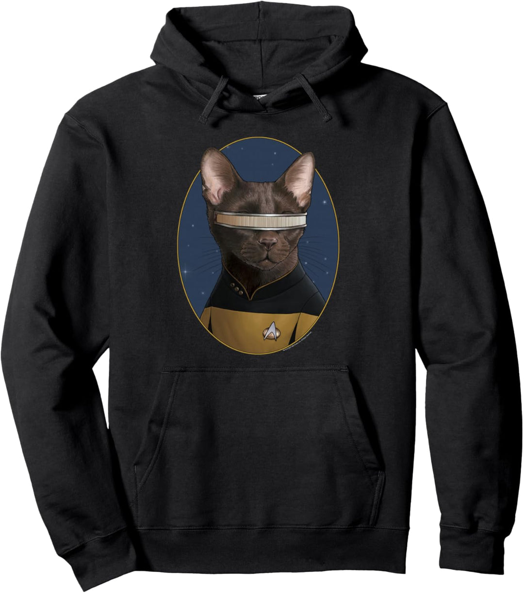 Star Trek: The Next Generation Geordi La Forge Cat Portrait Pullover Hoodie