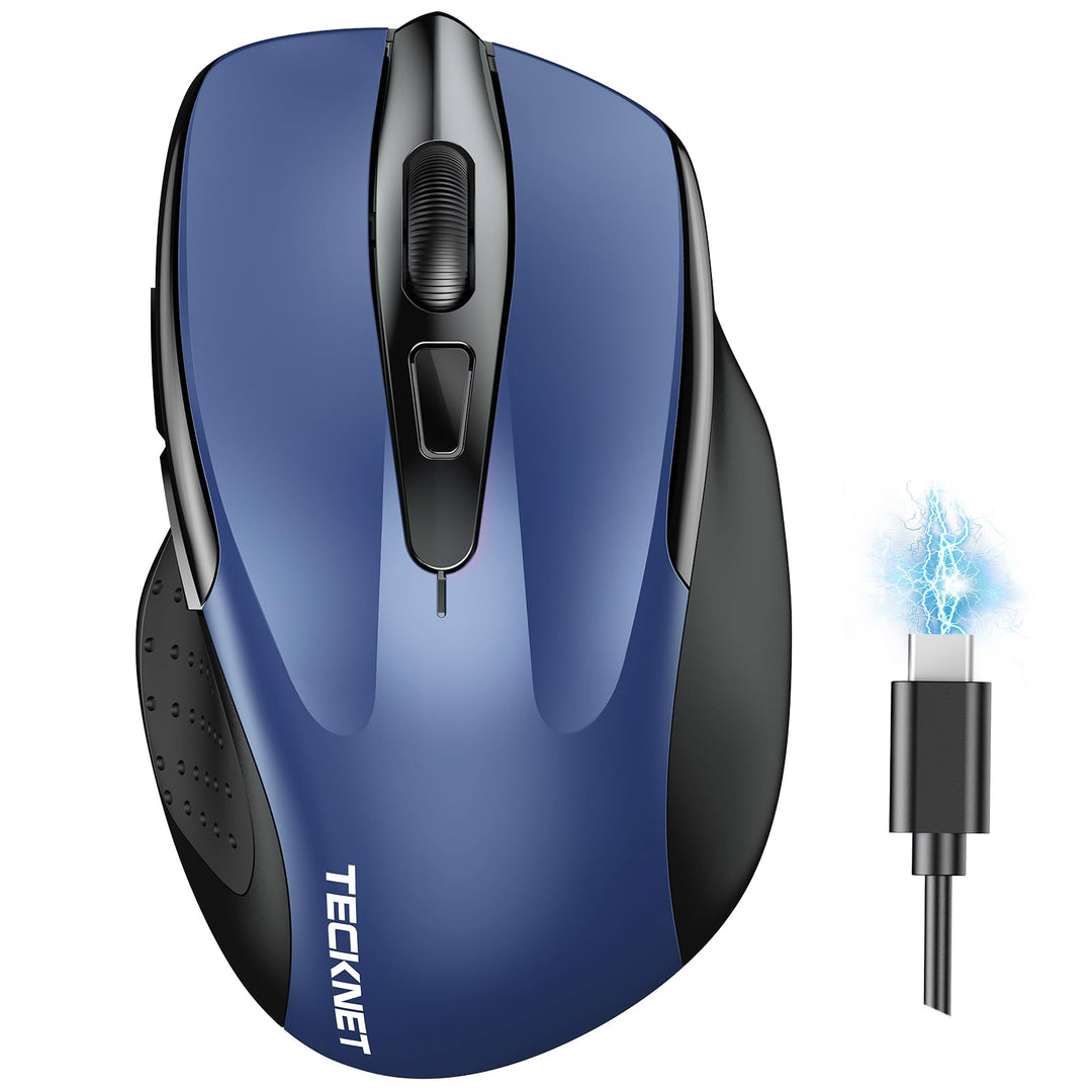 TECKNET Bluetooth Maus mit Jiggler, Wiederaufladbare Maus Kabellos für Laptops(DREI Modi: BT 5.0/3.0