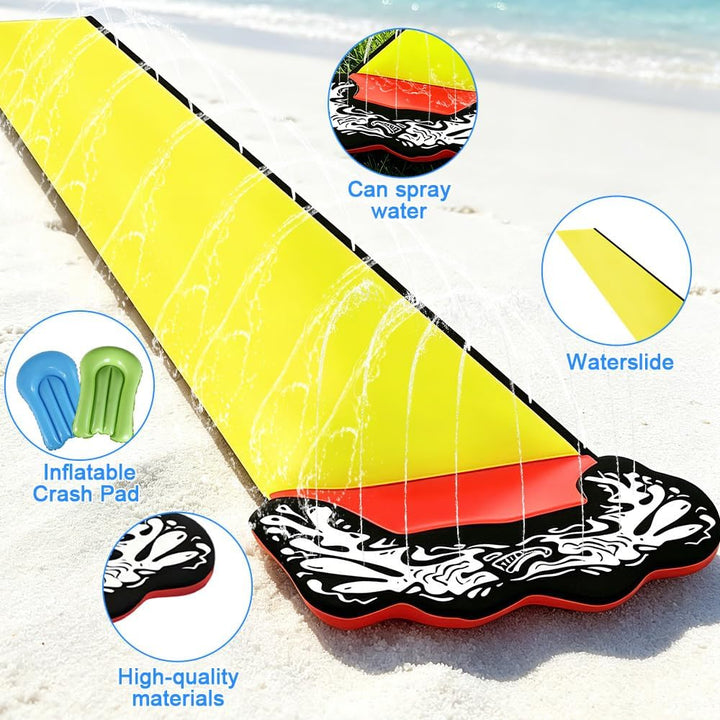 Wasserrutsche Garten für Kinder, 15.8ft/480cm Aufblasbare Wasserrutsche mit 2 Bodyboards, Single Was