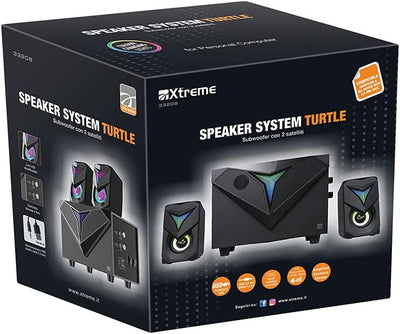 Xtreme PC-Lautsprecher 2.1 mit USB-Subwoofer Turtle Speakers mit LED 33208