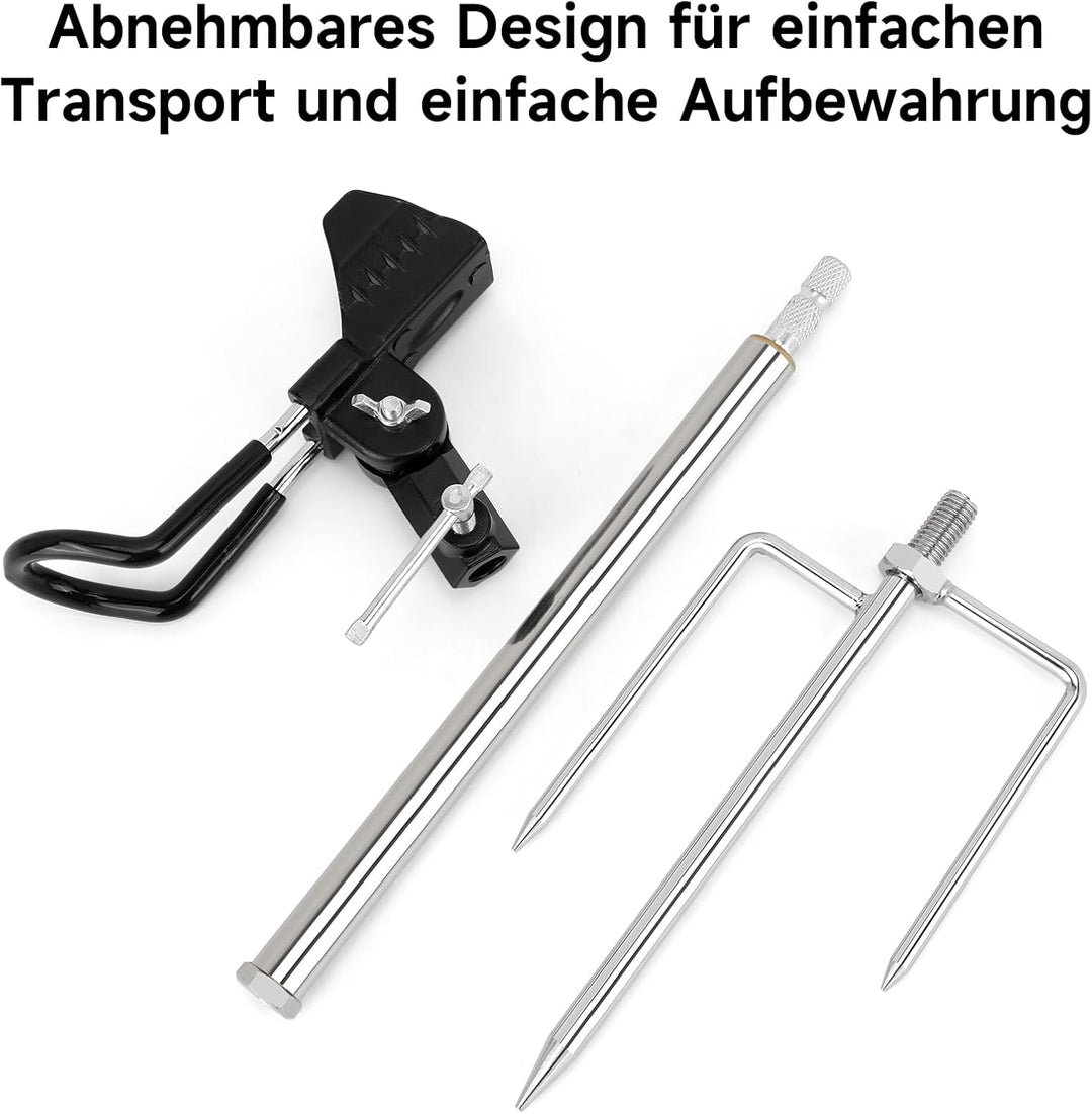KOMCLUB Rutenhalter, Angelrute Halter 2 Stück Edelstahl Universal Ruten Ständer 360°Verstellbar Ange