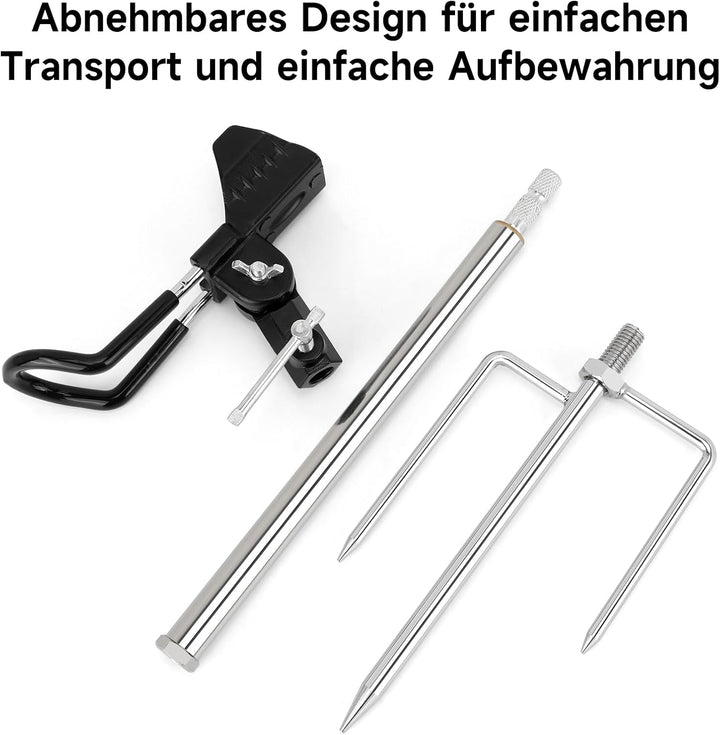 KOMCLUB Rutenhalter, Angelrute Halter 2 Stück Edelstahl Universal Ruten Ständer 360°Verstellbar Ange