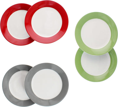 MamboCat 6er Set Variant Trio Kuchenteller I farbige Porzellan-Frühstücksteller für 6 Personen in Gr