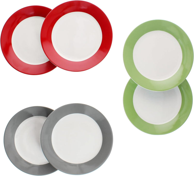 MamboCat 6er Set Variant Trio Kuchenteller I farbige Porzellan-Frühstücksteller für 6 Personen in Gr