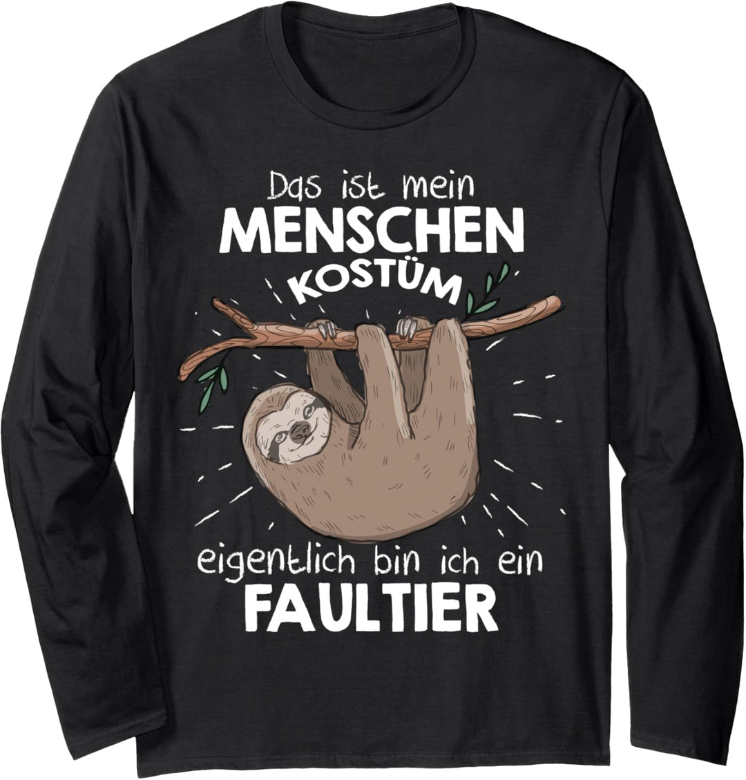 Mein Menschen Kostüm Bin ich ein Faultier, Halloween Outfit Langarmshirt