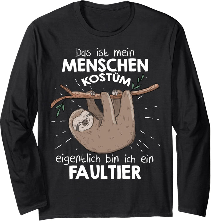 Mein Menschen Kostüm Bin ich ein Faultier, Halloween Outfit Langarmshirt