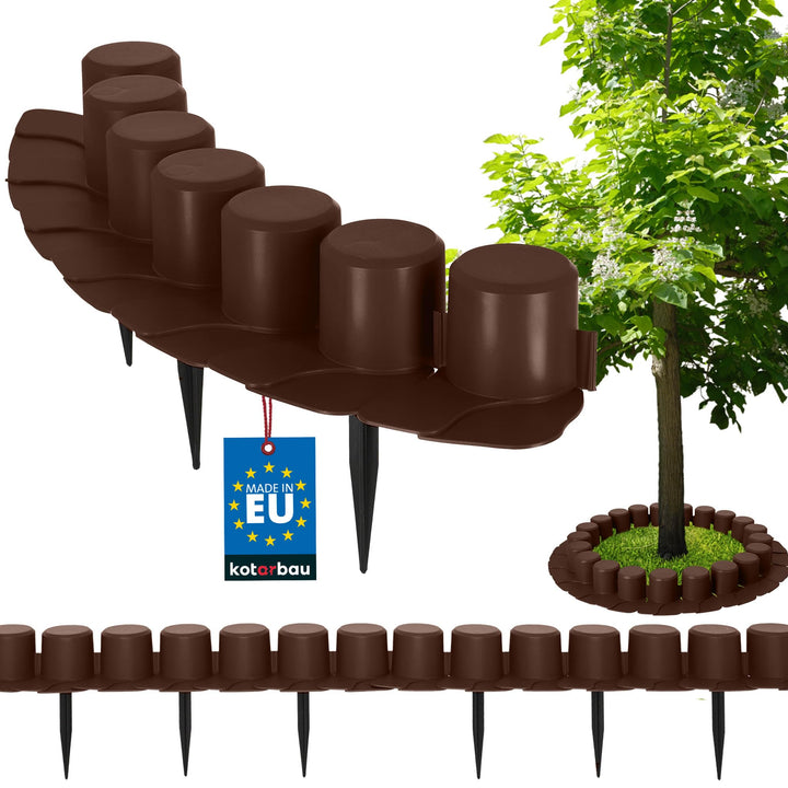 KOTARBAU® Garten-Palisade 60mm x 4,05m Braun zum Abgrenzen von Rasen und Gehwegen, Braun