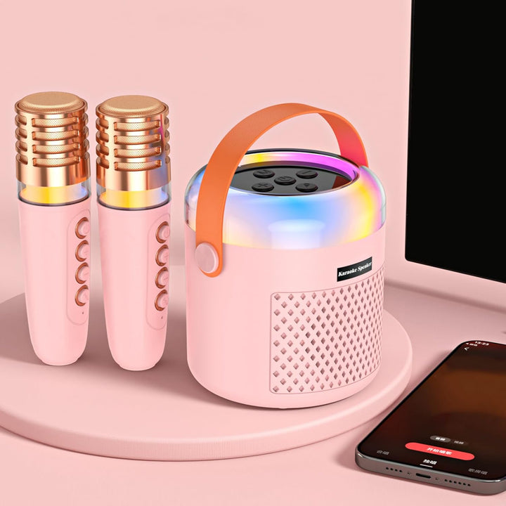 Kleine Karaoke Maschine - Musikabspieler Mit LED-Lichtern - Tragbarer Karaoke-Lautsprecher mit Mikro