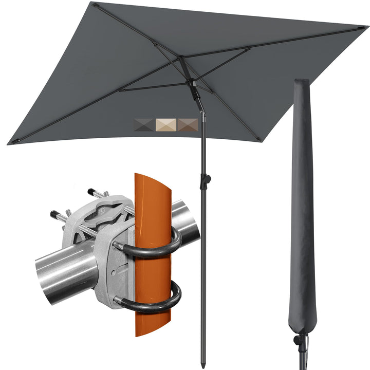 4smile Sonnenschirm Balkon SunnyShade Plus, Sonnnenschutz Balkon SET 3-in-1, Anthrazit - UV50+ Sonne
