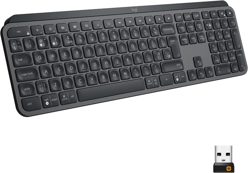 Logitech MX Keys Kabellose Tastatur, Bluetooth & USB-Empfänger, USB-C Anschluss, 5-Monate Akkulaufze