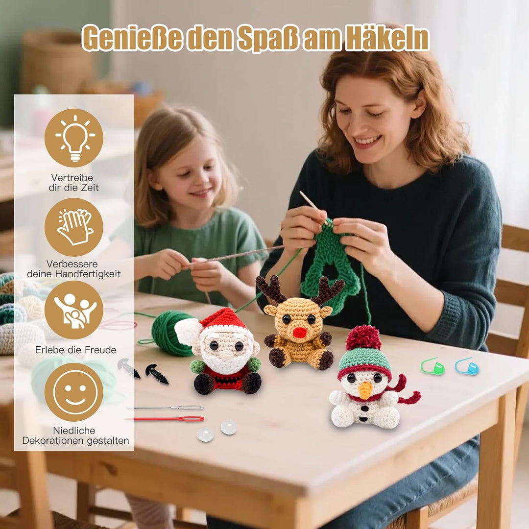 Jinfanshurich Häkelset für Anfänger, Komplettes Crochet Set mit Videoanleitung, Einfaches DIY Häkelt