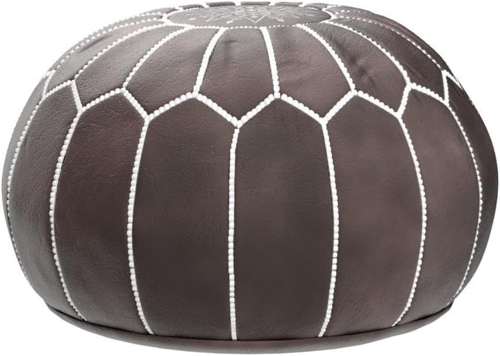 Poufs&Pillows Handgefertigter Sitzhocker aus Leder, gefüllt, Holz, Braun Wood Brown, Wood Brown