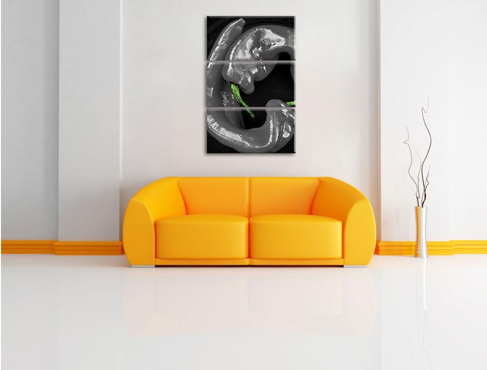 Pixxprint scharfe Chilischoten als Leinwandbild/Grösse: 3 Teilig (120x80) / Wandbild/Kunstdruck/fert