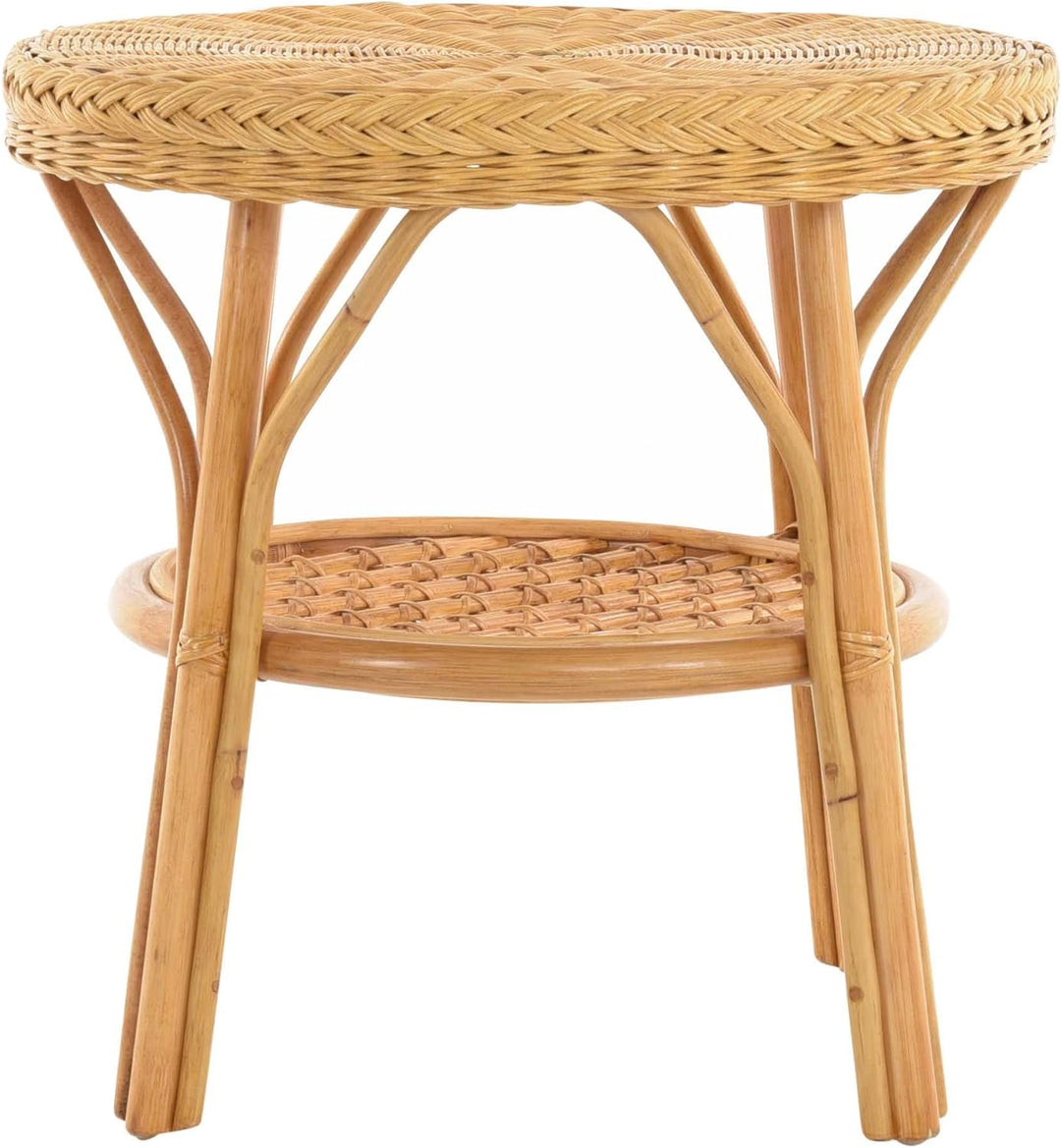 korb.outlet Rattan-Tisch/Beistelltisch Rund/Couchtisch Rattantisch Ablage (Honig)