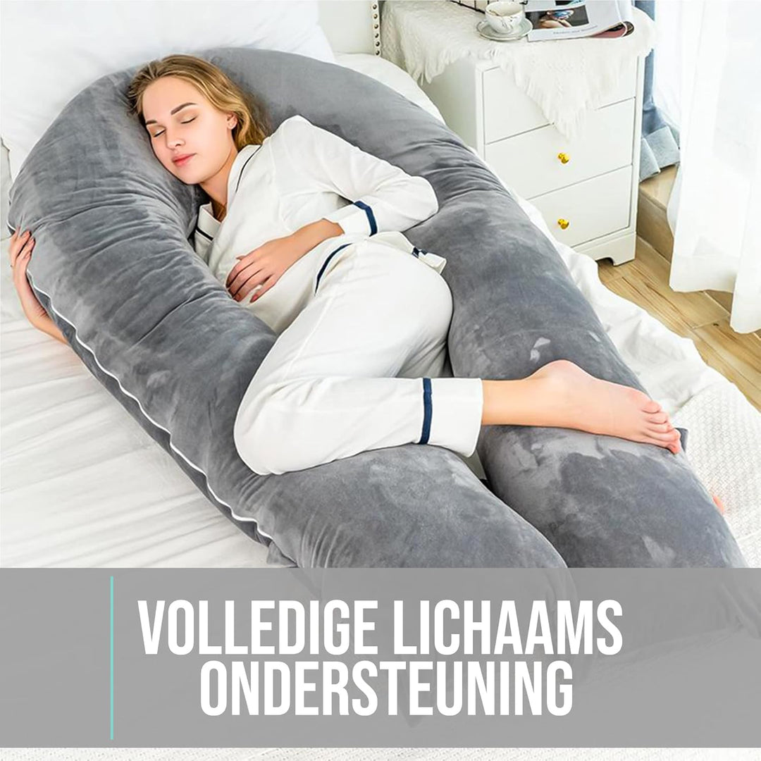 Strex Schwangerschaftskissen XXL - 280cm - Abnehmbarer Bezug - Seitenschläferkissen/Body Pillow/Körp