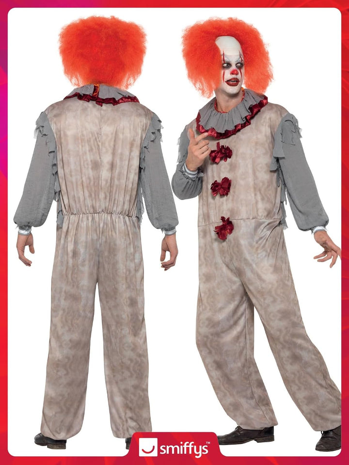 Vintage Clown Costume (L) 42-44 Grau und Rot, 42-44 Grau und Rot