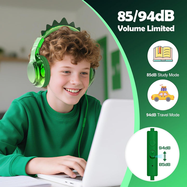 JYPS Kinder Kopfhörer, Kopfhörer Kinder mit Kabel, 85/94dB Lautstärkenbegrenzer, Audio-Sharing, Falt
