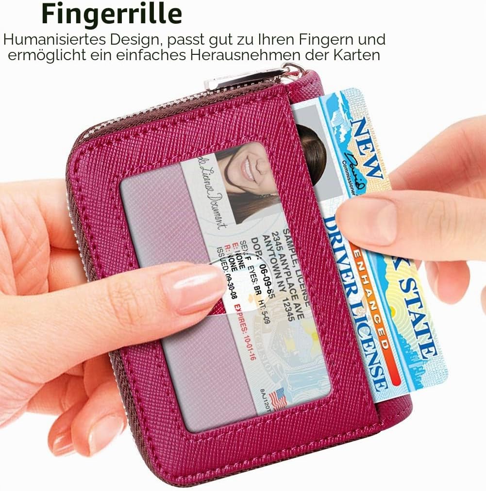 FurArt Kreditkartenetui für Damen und Herren, RFID Schutz,Schlüsselanhänger,Reissverschlussetui Saff