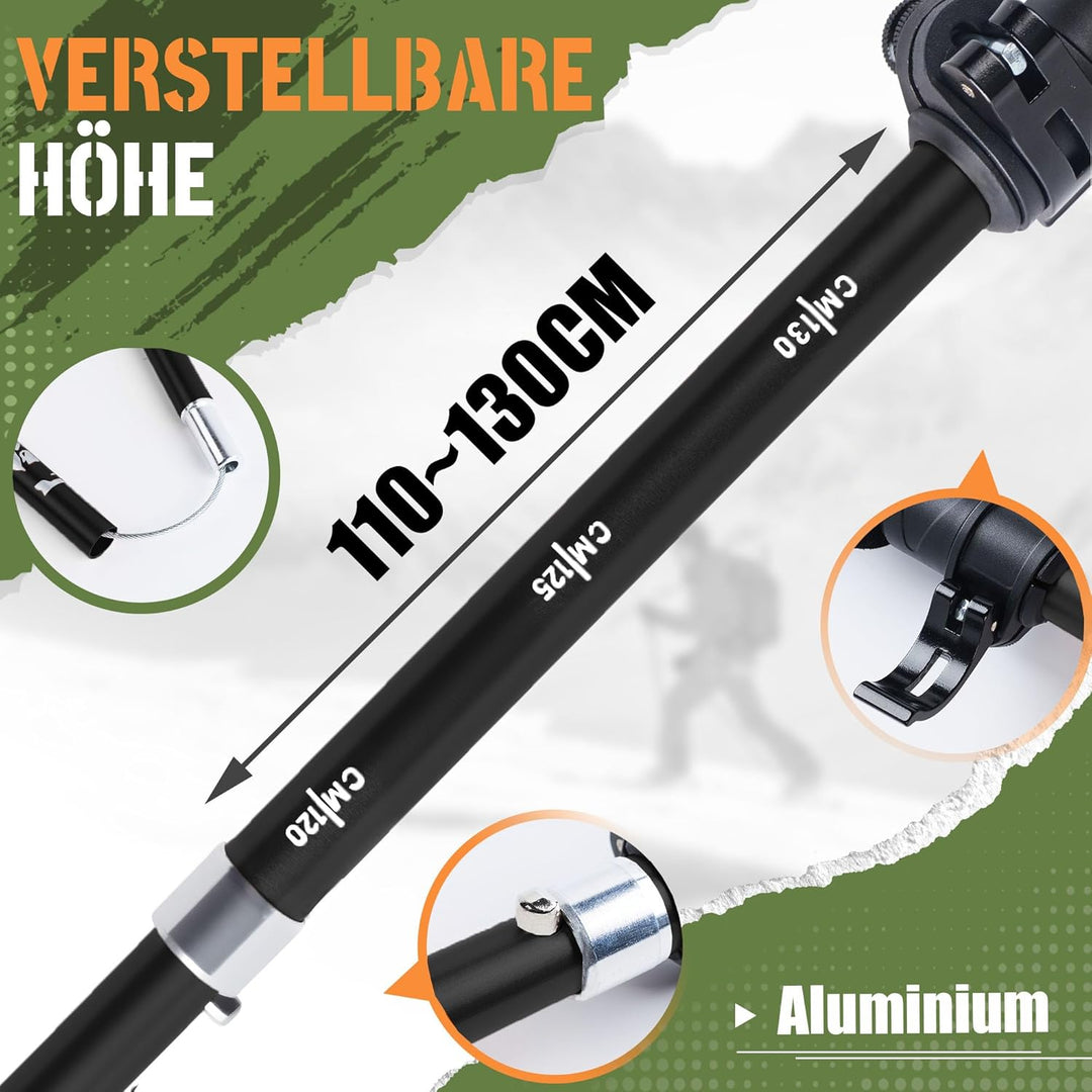 Wanderstöcke Faltbar Aluminium 2PCS Trekkingstöcke Nordic Walking Stöcke Damen Herren 110-130cm Leic