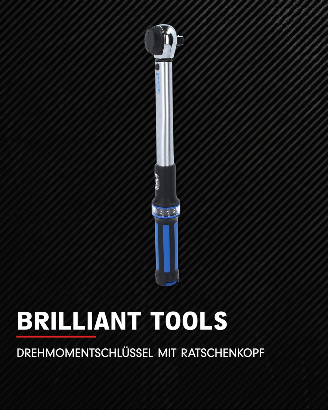 BRILLIANT TOOLS BT141904 1/2" Drehmomentschlüssel mit Drehknopf-Umsteck-Ratschenkopf, 10 - 100 Nm [P