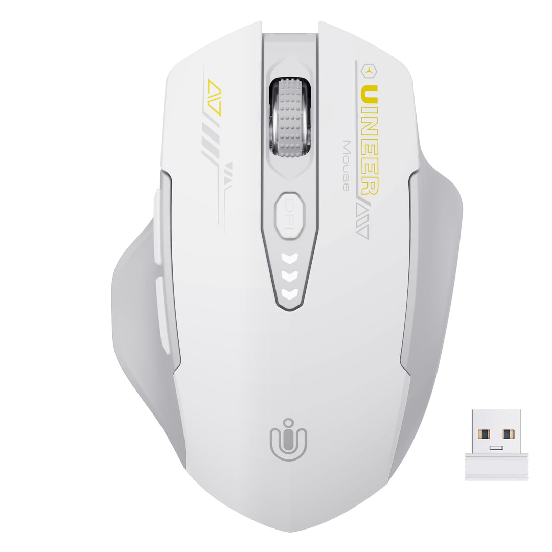 Uineer kabellose Maus, [Upgraded] Visuelle Batterieanzeige, Ergonomische Maus kabellos 2.4G USB, 4 e