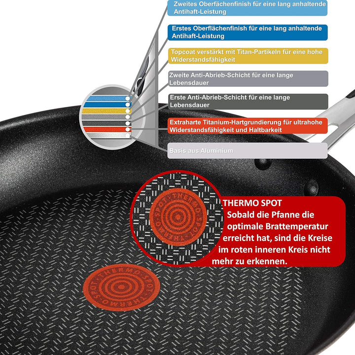 Tefal E30 Jamie Oliver Pfannen-Set Induktion 9 tlg -SET19- Schmorpfanne mit Deckel 25 cm , Wok mit D