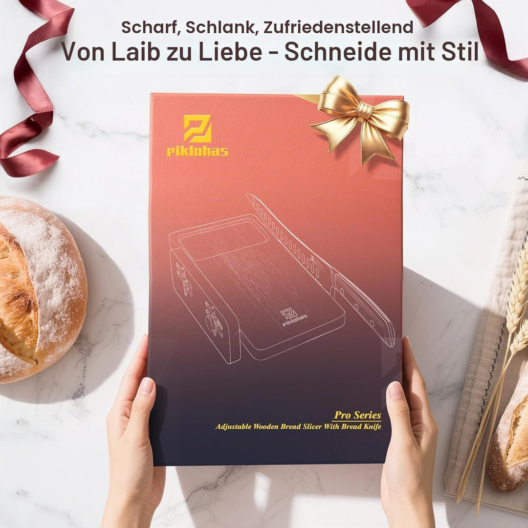 Brotschneider mit Brotmesser, weltweit erster Brotschneider für selbstgebackenes Brot, 4fach verstel