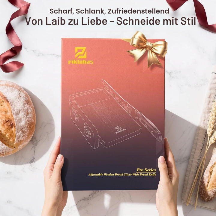 Brotschneider mit Brotmesser, weltweit erster Brotschneider für selbstgebackenes Brot, 4fach verstel