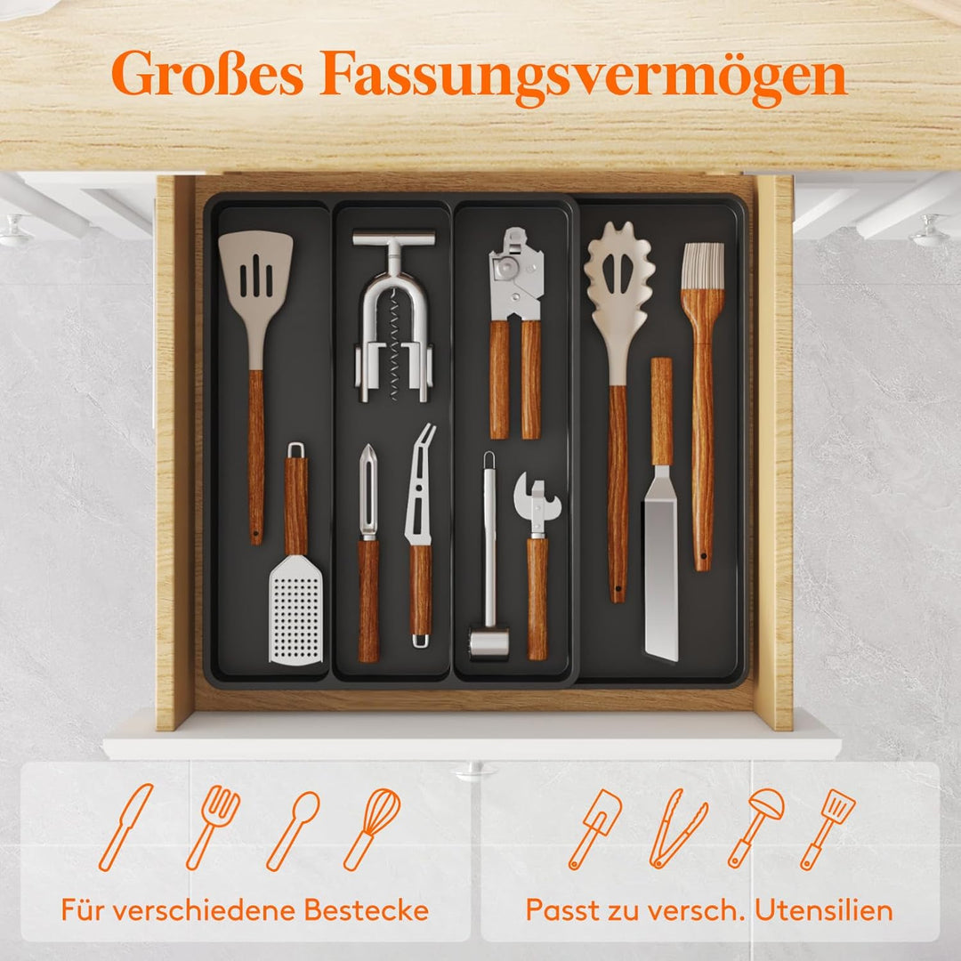 Lifewit Besteckkasten für Schubladen, Küchenutensilienhalter erweiterbar auf 43,9 cm, Schubladen Org