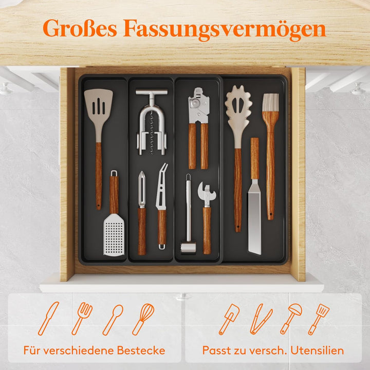 Lifewit Besteckkasten für Schubladen, Küchenutensilienhalter erweiterbar auf 43,9 cm, Schubladen Org
