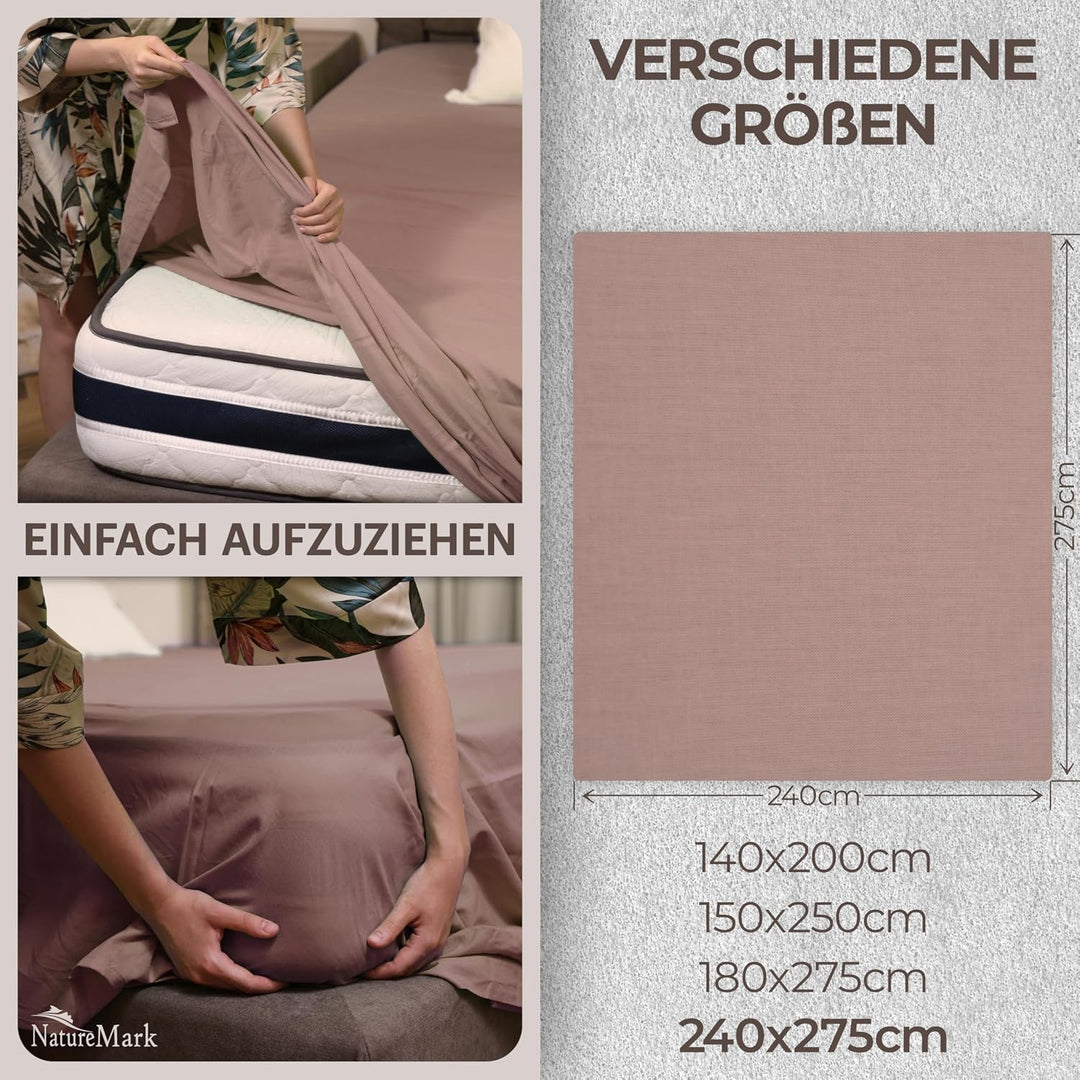 Green Mark Klassische Bettlaken – 2er Pack Flache Laken aus 100% Baumwolle, ohne Gummi, hautfreundli
